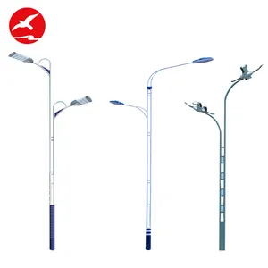 Hot Koop Ronde Buigen 6M 8M 12M Gegalvaniseerd Stalen Buis Enkele Dubbele Arm Outdoor Street Light Pole