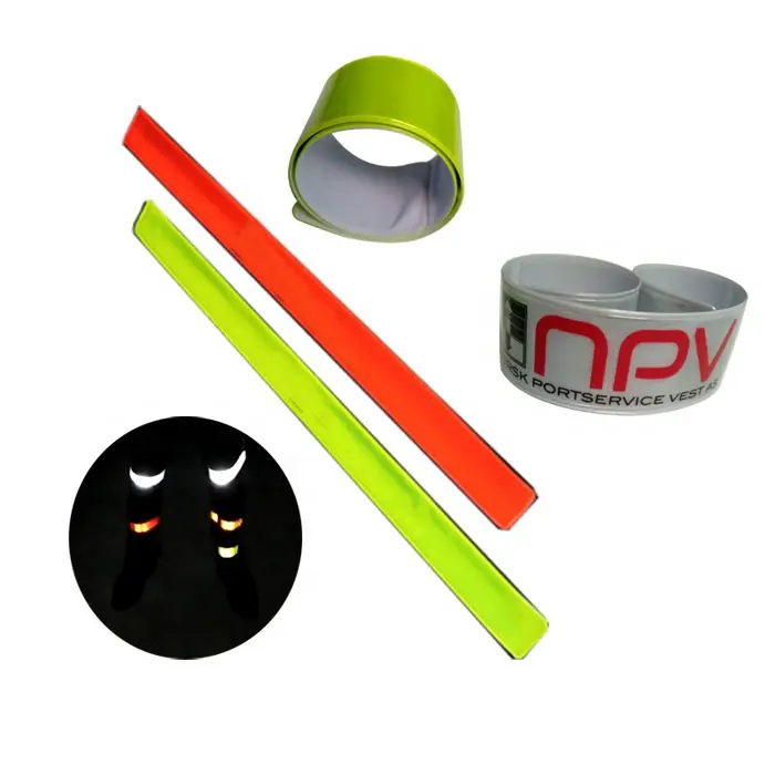 hot selling custom made kids gift safety slap band bangle type reflective wrist snap bracelets high light pvc reflex wristband