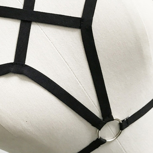 Women's Pentagram Punk Sexy Party Cross Strappy Bandage No Cup Hollow Out Shelf Sexy Cup-less Open <strong>Harness</strong> Caged <strong>Bra</strong> - Product Image 6