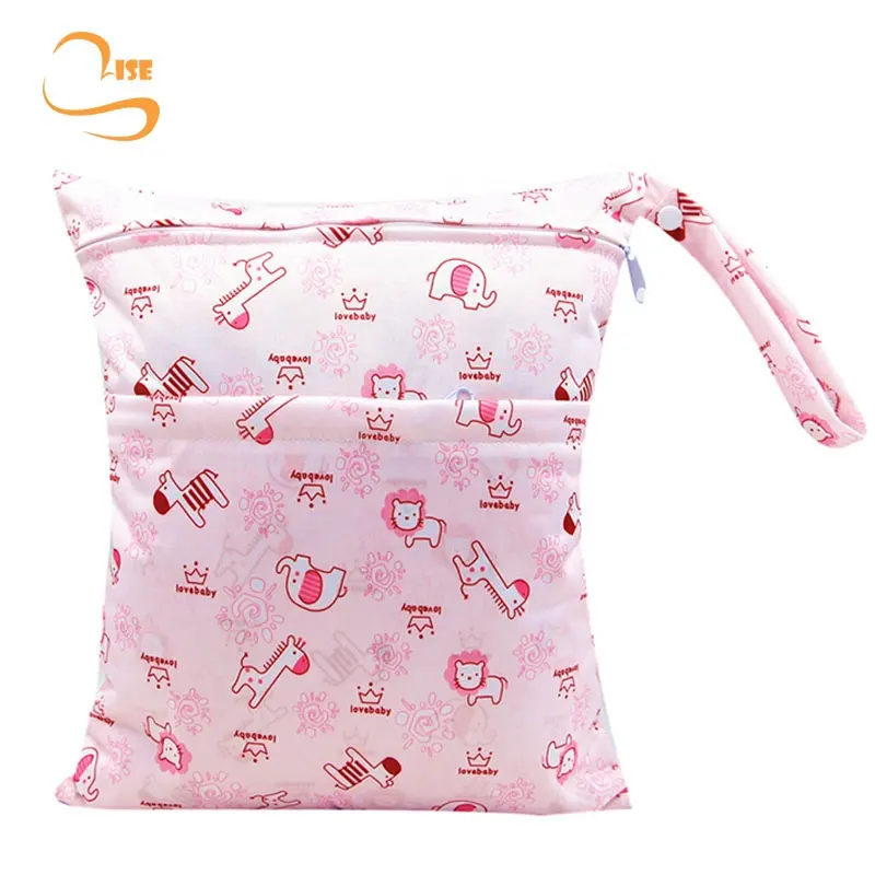 Set tas popok basah bayi ringan kustom tahan air tas jinjing yang dapat digunakan kembali