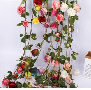 सस्ते कृत्रिम फूल शादी की सजावट डिय लिविंग रूम सजावट दीवार फांसी कृत्रिम गुलाब बेल