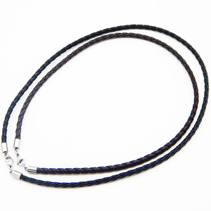 Tự làm màu đen dệt Da Thật chuỗi Choker Dài chuỗi Vòng Cổ Chuỗi chính hãng dây da dây vòng cổ - Product Image 1