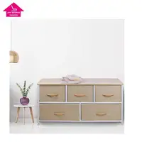 Multi-propósito de gabinete de almacenamiento extraíble con tela Beige de cajón de madera al por mayor en el pecho de cajones para dormitorio organizador de armario