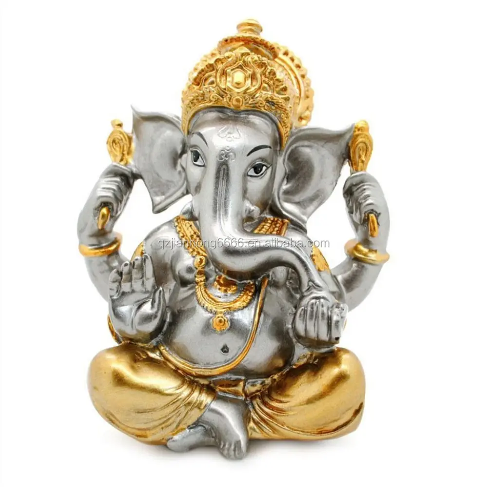Figuras de Deity ganesha para decoración del hogar, adornos, estatua de Elefante Dorado