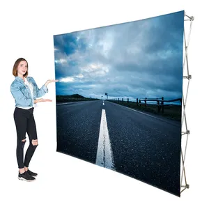 supplier promotion portable floor standing advertising frame backdrop stand wall system banner fabric pop up display