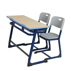 Wholesale School Furniture Classroom Double Table Chair Student Plastic Desk and Chair