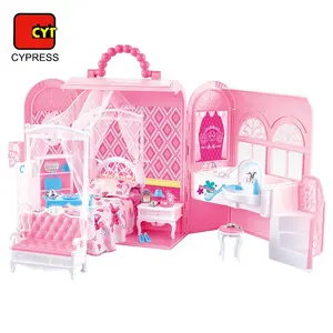 Jouets de rôle de luxe pour chambre à coucher de filles, maison de poupée, meubles de lit, pour filles