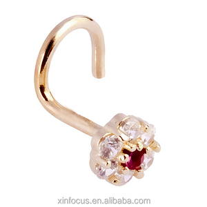 Faux <span class=keywords><strong>Piercing</strong></span> de nez magnétique en forme de fleur, anneaux de nez ou de clou, bijou pour le corps, plaqué Or <span class=keywords><strong>Rose</strong></span>, pièces - Product Image 1
