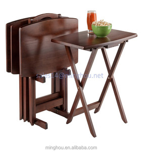 Bandeja plegable para aperitivos, mesa de madera portátil para TV, muebles de sala de estar, mesa de café, cocina antigua, venta al por mayor - Product Image 3