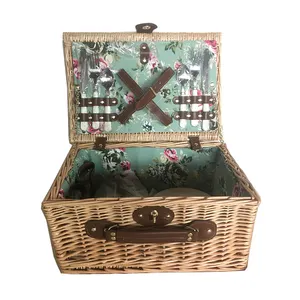 Willow Woven Picnic Baskets With Lid Tableware For Camp Gift Storage