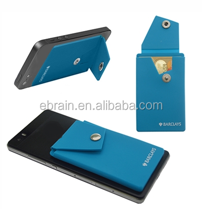 Adhesive Holder Pouch Pocket Snap Closure Flap Doubles as Phone Stand Silicone Cell Phone Custom Wallets with Stand