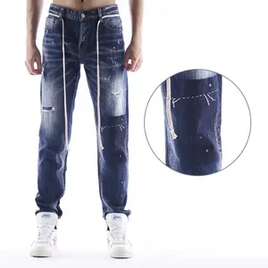DiZNEW High quality custom ripped boyfriend denim pants ragged Jeans for men