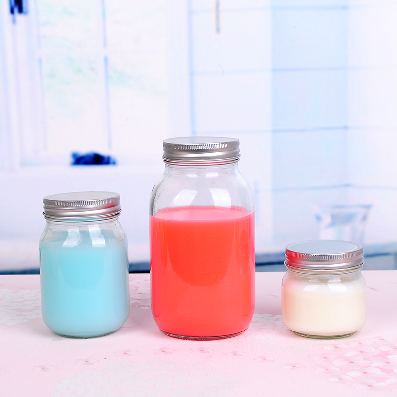 150ml~750ml Clear glass bottle glass jar with tin lid/glass beverage jar.