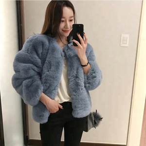 Nhà máy chất lượng tốt nhất của phụ nữ áo khoác mùa đông chất lượng tốt nhất lỏng kẻ sọc Blazer ngắn giả lông rắn màu dệt phương pháp - Product Image 4