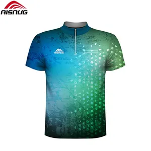 hot sale printing sublimation custom made polyester darts shirts with zipper