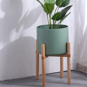 <span class=keywords><strong>Pot</strong></span> <span class=keywords><strong>en</strong></span> céramique moderne mat rustique pour intérieur/extérieur / Décoration <span class=keywords><strong>de</strong></span> jardin d'intérieur, pots à fleurs <span class=keywords><strong>en</strong></span> céramique avec support <span class=keywords><strong>en</strong></span> <span class=keywords><strong>bois</strong></span> - Product Image 4