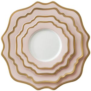 4 unids Plato Juego de Vajilla de Porcelana <span class=keywords><strong>Rosa</strong></span> Borde de Oro Al Por Mayor para La Decoración de La Boda - Product Image 4