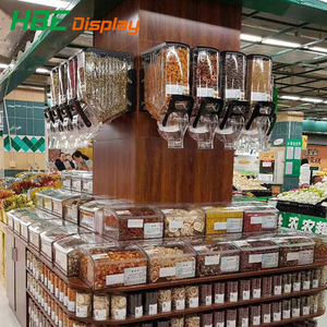 Supermarket bulk clear plastic BPA free storage acrylic dry gravity bulk food wholesale candy dispenser
