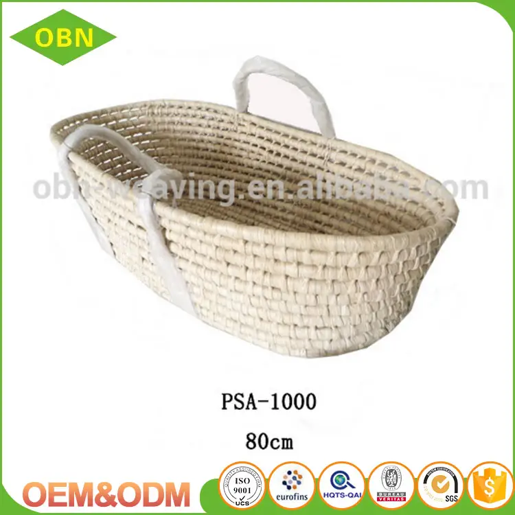 Hot sell handmade sleeping carry mose basket straw baby basket