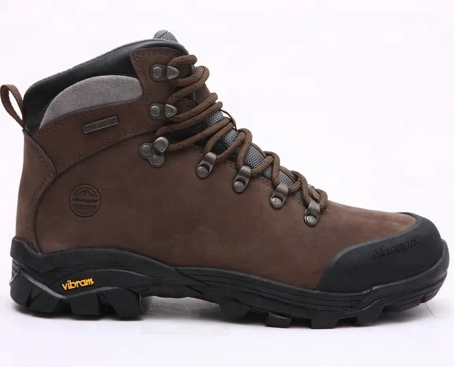 Nubuck dark brown outdoor climbing shoes/trekking shoes with cheap prices