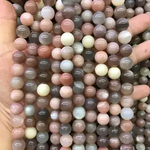 10mm round natural colorful mixing colors sunstone precious loose beads