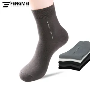 Chaussettes pour diabète à logo personnalisé, respirantes, noires, en fiber de bambou, organique, ligne verticale, déodorant, vente en gros, 1 paire