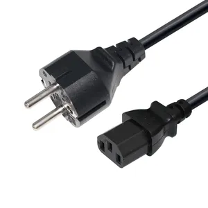 PVC High Quality Pin VDE EU European 3 Prong Gold Plated Plug Iec C13 Male Iec60320 Ac Power Cord Pc Computer Extension Cable