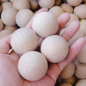 Manik-manik Kayu Beech Halus 35Mm, Bola Kayu Buatan Kustom Bola Kayu Belum Selesai