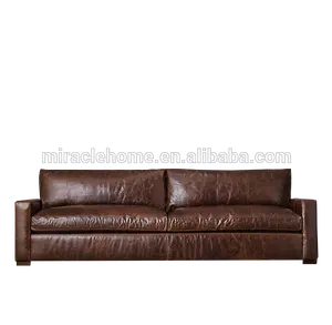 French style petite maxwell arm leather sofa