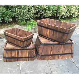 Pot de jardin Coffret de 4 Intérieur Extérieur Jardinière <span class=keywords><strong>En</strong></span> <span class=keywords><strong>Bois</strong></span> Avec Des Trous de Drainage <span class=keywords><strong>En</strong></span> <span class=keywords><strong>Bois</strong></span> Jardinière Seau <span class=keywords><strong>En</strong></span> <span class=keywords><strong>Bois</strong></span> - Product Image 2