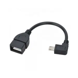 Micro 5Pin USB Right Angle 90 Degrees Host Cable Male to USB Female OTG Adapter Black 13.5cm for Smartphone Tablet PC