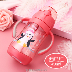 450ml Enfants paille bouteille d'eau SANS BPA enfants gobelet avec poignée - Product Image 2