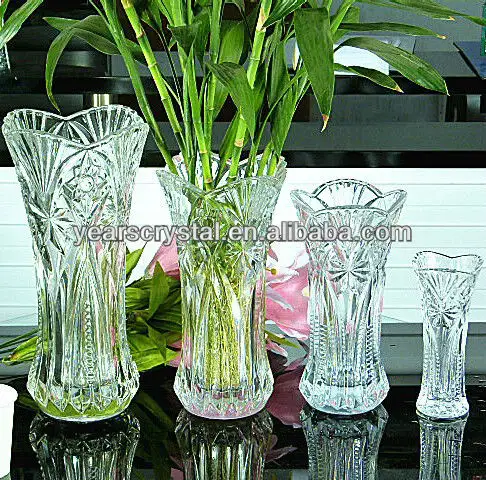 White glass round tabletop wedding decor crystal glass flowers vase for home decoration