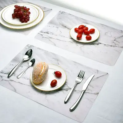 कस्टम वर्ग संगमरमर बनावट पीवीसी Tablemat, 42*28*0.4 cm रेस्तरां Placemat