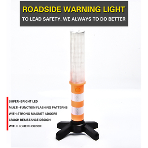 ポータブル交通信号棒ライトバトン赤色LED道路安全フレア磁気ベース付き - Product Image 3