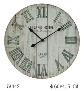 Vintage runde distressed römischen ziffern uhr wand holz antiken