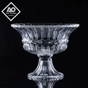 Tazón de vidrio con patas de cristal transparente, centro de mesa de cristal decorativo de AO, 30,8 cm