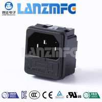 Enchufe Industrial Universal de Plástico LZ-14-F2-4P con 3 Tomas, 10A, 250V, con Componente de Enchufe