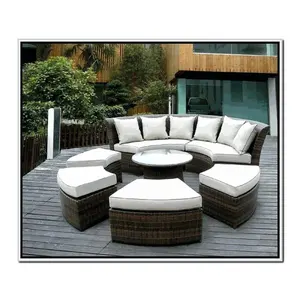 Beautiful Ohana Outdoor Patio Wicker round rattan furniture 7 seaters sofa set