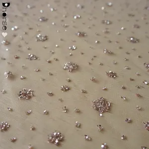 Vintage Rose Goud Gekleurde Tule Stof Glitter Sequin Decoratieve Kant Stof DHGL0922