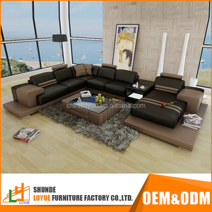 Vente chaude de luxe 6 places canapé ensemble en cuir véritable moderne nouveau design canapé d'angle avec de stockage - Product Image 4