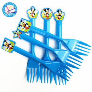 Fourchettes jetables en plastique, 10 pièces, décorations de fête pour bébé, <span class=keywords><strong>Mickey</strong></span>, dessin animé, fournitures de thème d'anniversaire petit garçon, - Product Image 5