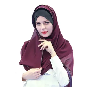 Новый модный шарф для путешествий оптом простой шифоновый хиджаб на молнии