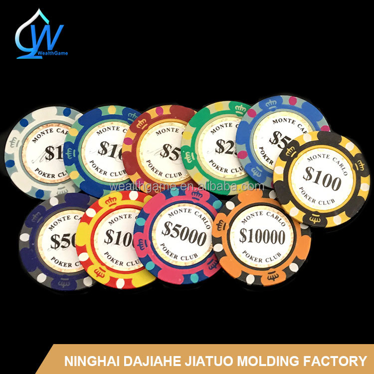 Чип для Покера из глины Монте-Карло, 14 г, три тона, с золотой отделкой, наклейка