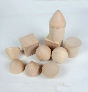 Geometrik katı ahşap koni doğal renk, çocuk oyun blokları ahşap kozalaklar - Product Image 2