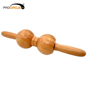 Rouleau de massage musculaire en bois naturel