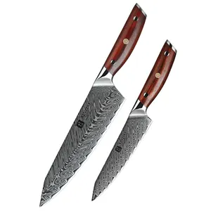 2 pezzi coltelli da Chef giapponesi professionali 67 strati in acciaio damasco per uso quotidiano da cucina Set di coltelli personalizzati