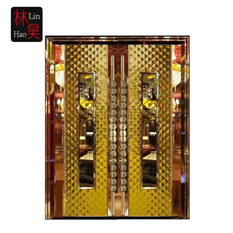 Linhao स्टेनलेस स्टील फ्रेम ग्लास ktv होटल के दरवाजे/स्टेनलेस स्टील दरवाजा कीमत डिजाइन