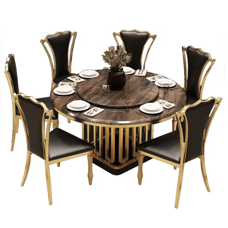 Meubles de Table et chaises en marbre de Style moderne, 2 pièces, en acier inoxydable, multifonctions, pour 4/6/8 /10 personnes, cuisine et salle à manger