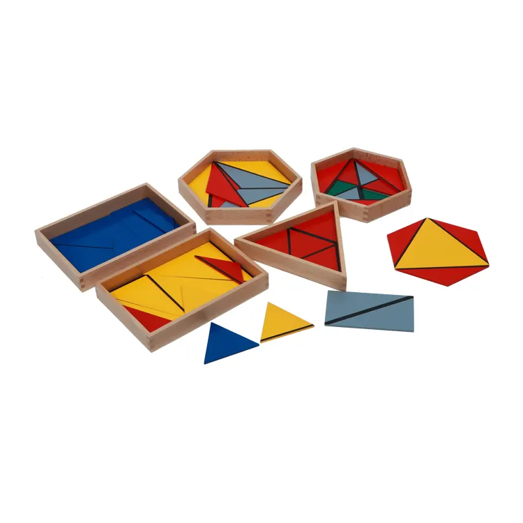 Montessori Wooden Toys Constructive Triangles With 5 Boxes Wooden educational toys Montessori Materials